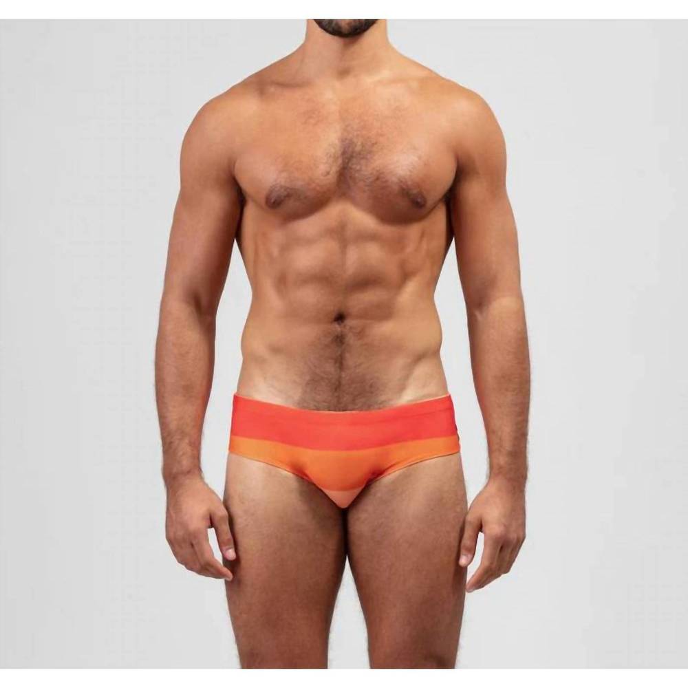 NEW RON DORFF swim briefs big stripes in spritz orange